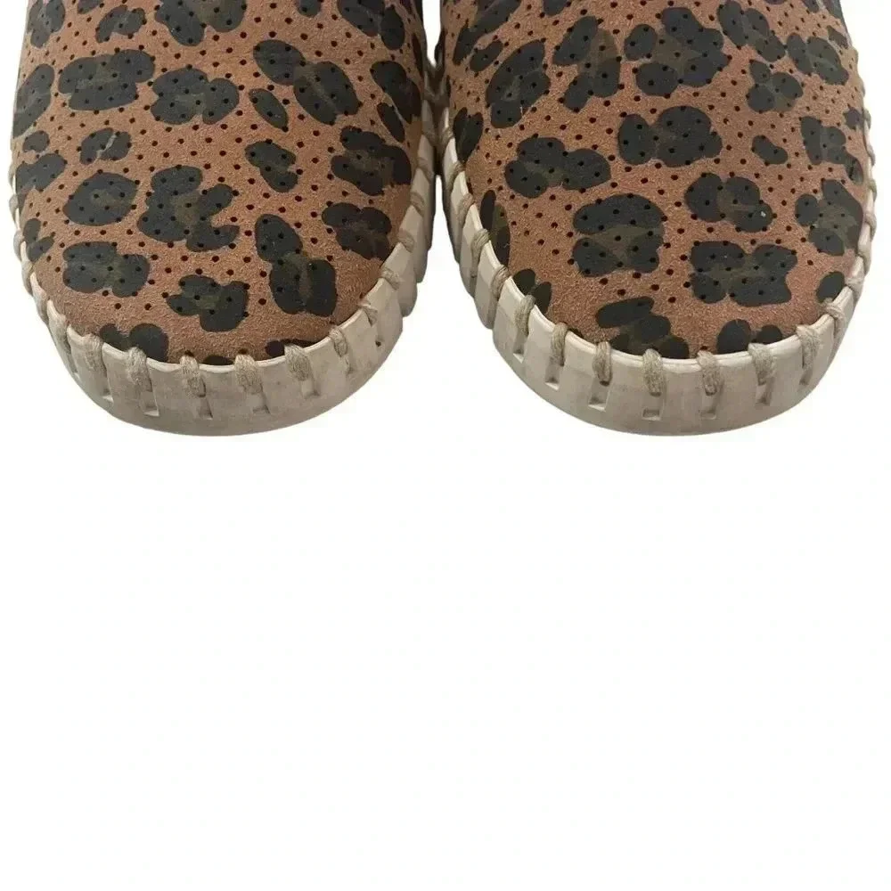 Ilse Jacobsen Leather Slip On Shoes Flats Loafers Leopard Print Size 40 - Picture 4 of 11